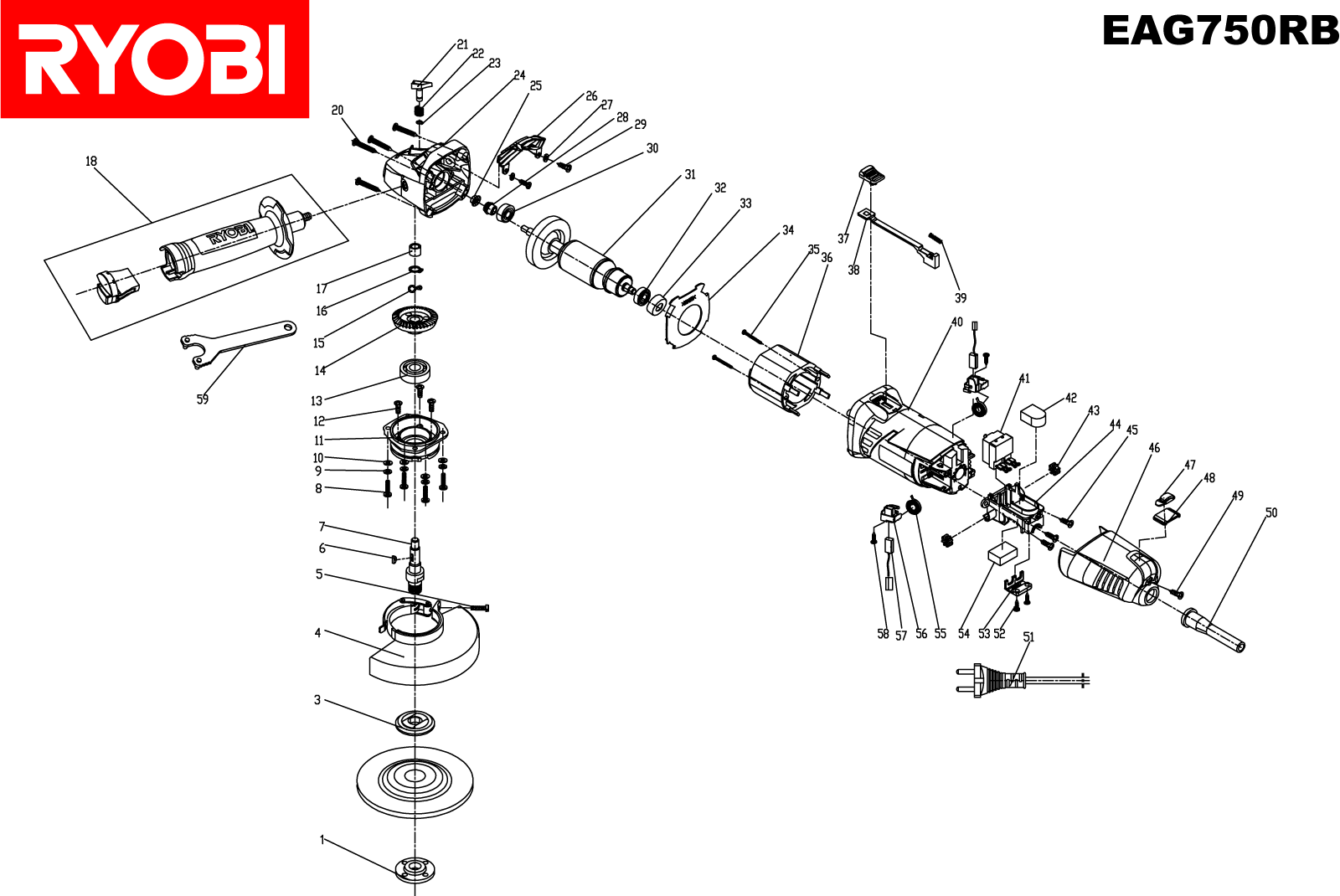 Ryobi r18ag7 схема